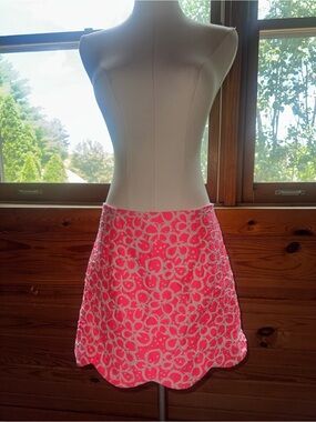 Lilly Pulitzer Pink Floral Lace A-Line Skirt